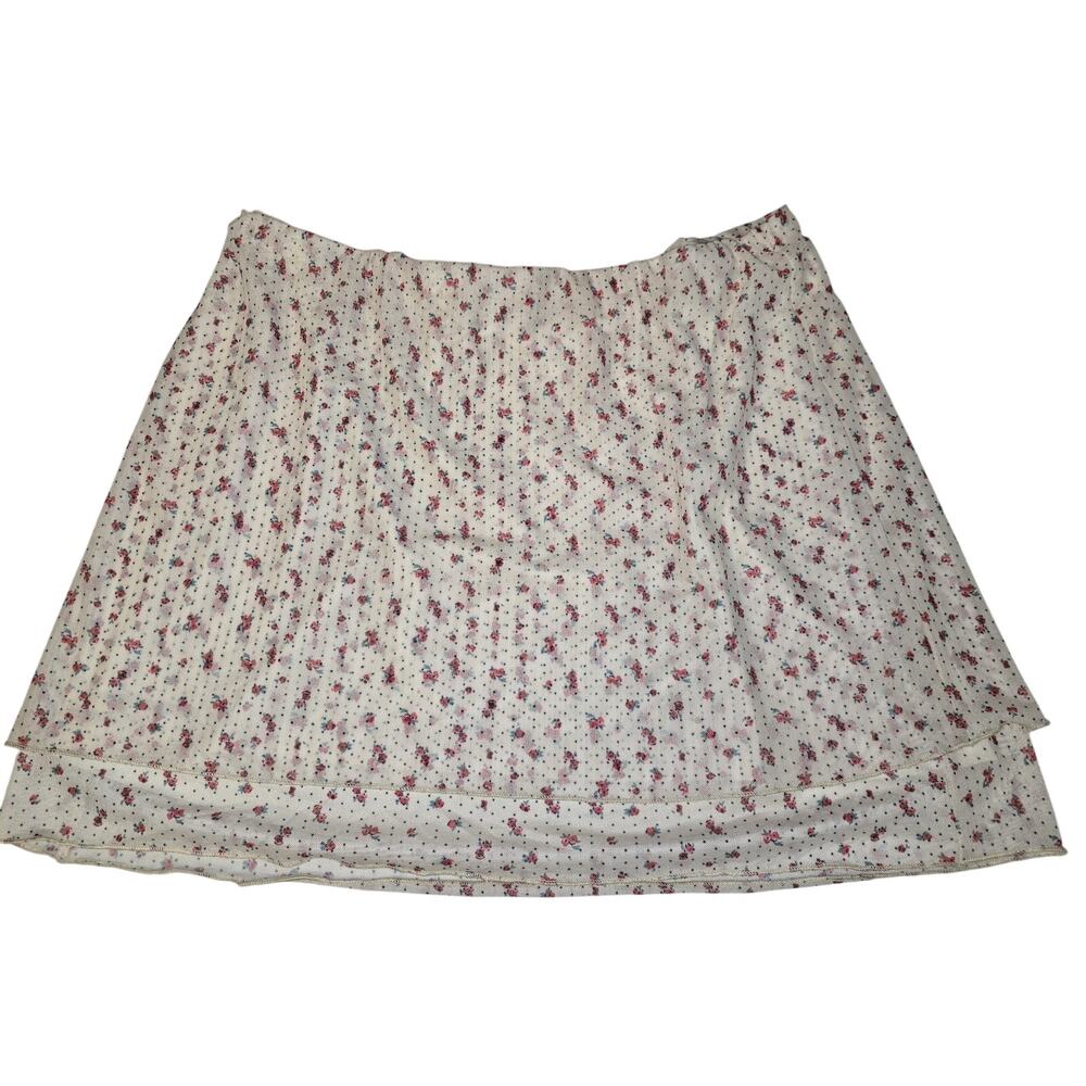 Full Tilt Womens Mesh Double Layer Skirt XXL 2XL Floral Polka Dot NWT